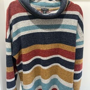 Tribal Women's Multicolor Striped Cowl Neck Sweater